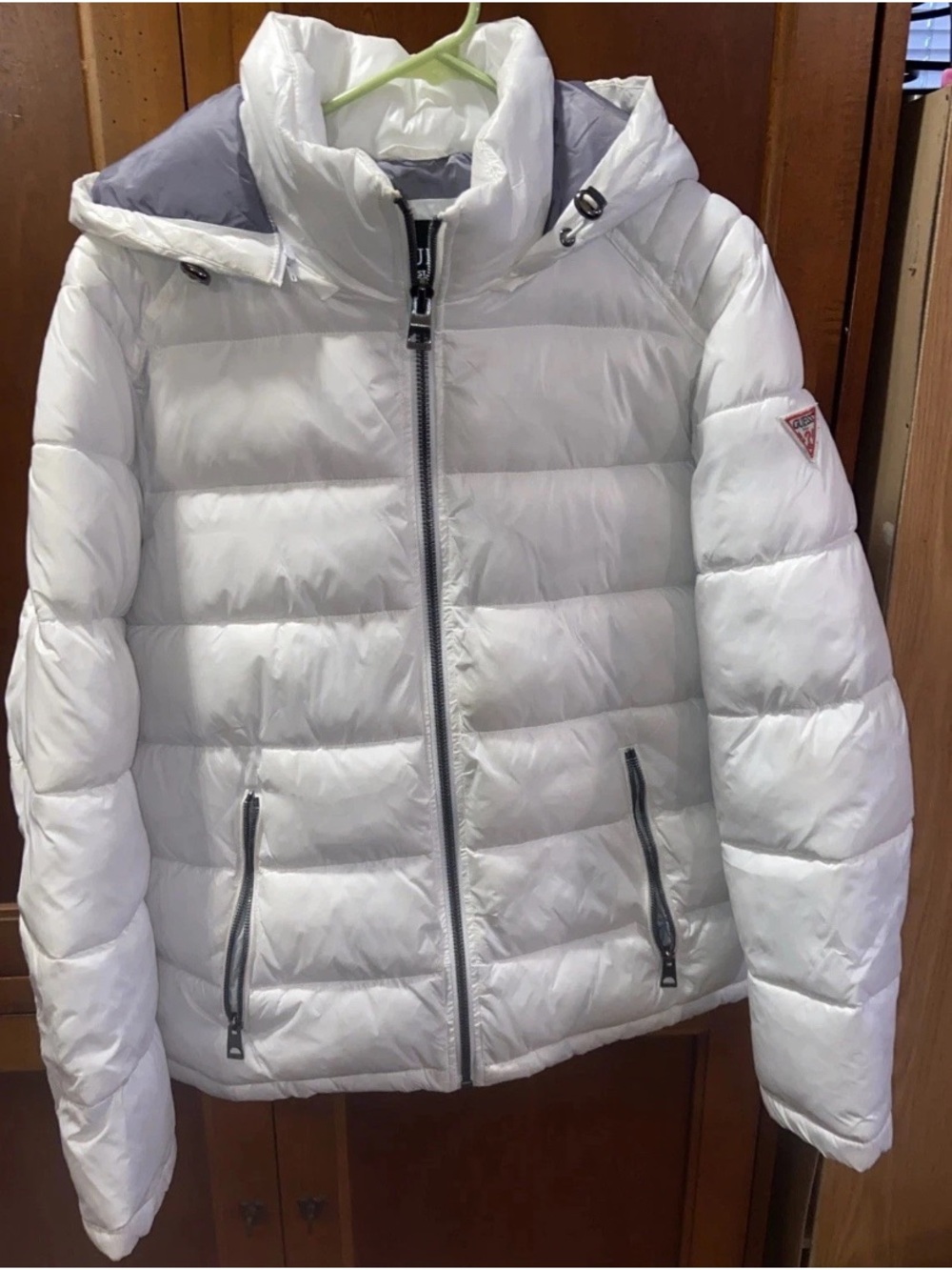 Guess White Quilted Hooded Puffer Jacket Men’s Medium